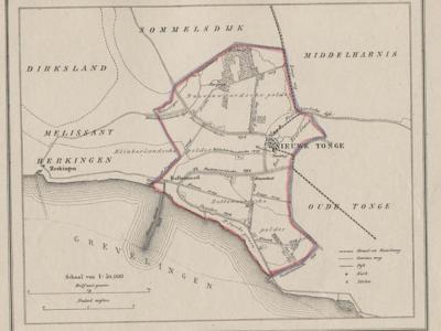 Gemeente Nieuwe-Tonge anno ca. 1870, kaart J. Kuijper