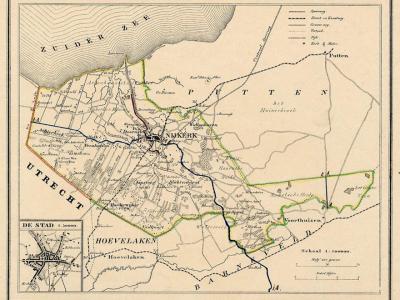 Gemeente Nijkerk anno ca. 1870, kaart J. Kuijper