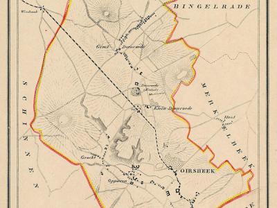 Gemeente Oirsbeek anno ca. 1870, kaart J. Kuijper (collectie www.atlasenkaart.nl)