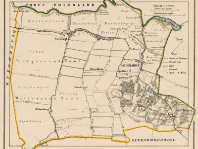 Gemeente Oldemarkt anno ca. 1870, kaart J. Kuijper (collectie www.atlasenkaart.nl)