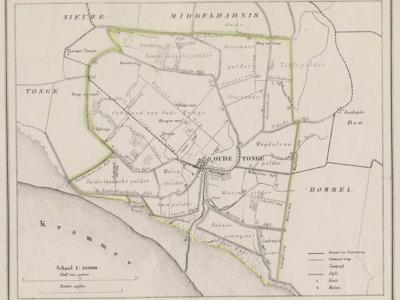 Gemeente Oude-Tonge anno ca. 1870, kaart J. Kuijper