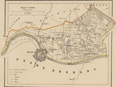 Gemeente Overasselt anno ca. 1870, kaart J. Kuijper