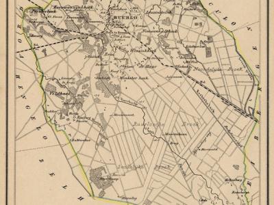 Gemeente Ruurlo anno ca. 1870, kaart J. Kuijper