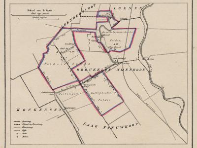 Gemeente Ruwiel anno ca. 1870, kaart J. Kuijper