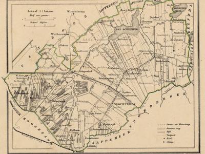 Gemeente Slochteren anno ca. 1870, kaart J. Kuijper (collectie www.atlasenkaart.nl)