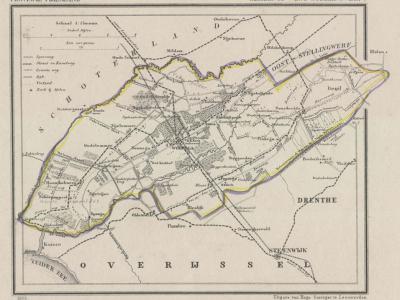 Gemeente Weststellingwerf anno ca. 1870, kaart J. Kuijper (collectie www.atlasenkaart.nl)