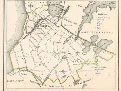 Gemeente Workum anno ca. 1870, kaart J. Kuijper (collectie www.atlasenkaart.nl)