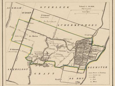 Gemeente Zuid- en Noord-Schermer anno ca. 1870, kaart J. Kuijper (collectie www.atlasenkaart.nl)