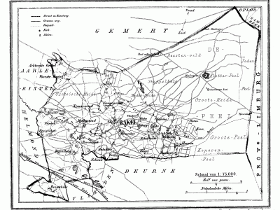 Gemeente Bakel en Milheeze anno ca. 1870, kaart J. Kuijper