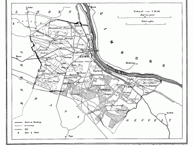 Gemeente Cuijk en Sint Agatha anno ca. 1870, kaart J. Kuijper
