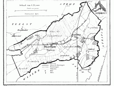 Gemeente Gestel en Blaarthem anno ca. 1870, kaart J. Kuijper