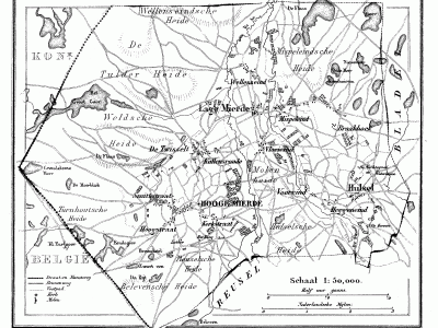 Gemeente Hooge en Lage Mierde anno ca. 1870, kaart J. Kuijper