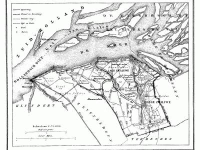 Gemeente Hooge en Lage Zwaluwe anno ca. 1870, kaart J. Kuijper