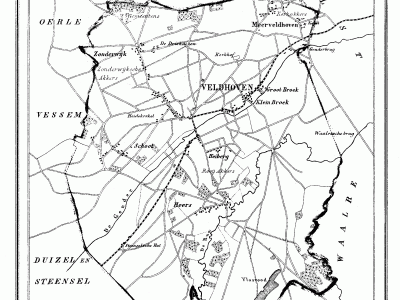 Gemeente Veldhoven en Meerveldhoven anno ca. 1870, kaart J. Kuijper