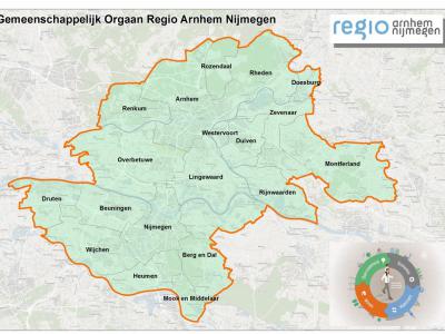 Sinds 2016 is er de Gemeenschappelijke Regeling Regio Arnhem Nijmegen, waarin 19 gemeenten samenwerken op het gebied van duurzaamheid, economie, wonen en mobiliteit. Aanvankelijk was dit het KAN, en t/m 2015 Stadsregio Arnhem Nijmegen (© www.regioan.nl)