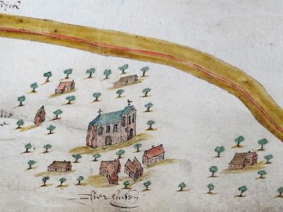 Het dorp Vierhuizen is getuige de naam begonnen als nederzetting van vier huizen. Blijkens deze kaart uit 1626 waren het er toen 'al' acht. (bron: https://groninganus.wordpress.com/2020/08/19/de-omgeving-zoutkamp-vierhuizen-op-een-kaart-van-1626)